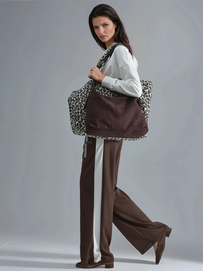 Hiccup White Modal Touch Hooded Sweatshirt & Stripe Detailed Pants Set Bersan Collection for Women | Best Price UAE